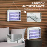 Zapper per Insetti e Zanzare da 20W a Luci LED UV con Vassoio Rimovibile, in ABS e Metallo, 39x8x28 cm - immagine 6