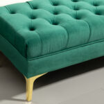 Panca Fondo Letto Imbottita con Rivestimento Trapuntato in Tessuto Effetto Velluto, 118x45x42 cm, Verde Scuro - immagine 9