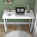 Scrivania per Computer con Piedini Regolabili in Truciolato e Acciaio, 120x60x76 cm, Bianco - immagine 9