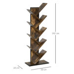 Libreria ad Albero in Legno, Scaffale Salvaspazio a Colonna con 10 Ripiani in Stile Industriale, 50x28x142cm - immagine 3
