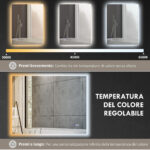 Specchio da Bagno Anticondensa con Luminosità e Colore Regolabili, in Vetro e Lega di Alluminio, 80x60x4 cm - immagine 5