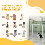 Cancellino per Cani Regolabile con Estensioni, Porta per Gatti e Apertura a Una Mano, 76-104x77cm, Bianco - immagine 4