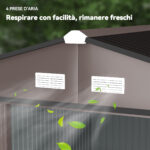 Casetta da Giardino con 2 Porte Scorrevoli e 4 Prese d'Aria in Acciaio, 322x277x192 cm, Marrone - immagine 8