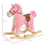 Cavallo a Dondolo per Bambini, Cavallino a Dondolo Bambini 36-72 Mesi, Cavalluccio Giocattolo con Suoni Realistici e 2 Batterie AA, Rosa - immagine 3