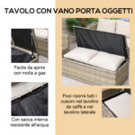 Set da Giardino 6 Pezzi in Rattan con Divani, Poltrone e Tavoli Contenitore, Beige - immagine 4