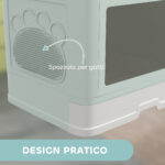 Lettiera per Gatti Chiusa con Coperchio e Doppia Entrata, Cassetto Estraibile, Paletta e Spazzola, Verde - immagine 6