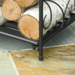 Portalegna per Camino da Interno ed Esterno in Metallo, 50kg di Legna, 39,5x31,5x39,5cm - Nero - immagine 7