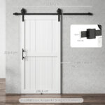 Porta Scorrevole in Stile Country con Binario e Maniglia in Legno e Acciaio, 106,6x213,4 cm, Bianco e Nero - immagine 3