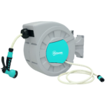 Avvolgitubo Automatico a Parete e Portatile Lunghezza 30+2 m, Sistema di Blocco e 7 Getti, Verde