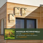 Set di 3 Casette per Pipistrelli in Legno di Abete per Esterni, 25x6x37,5 cm, Legno Naturale - immagine 4