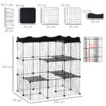 Recinto per Animali Domestici Modulabile e Multilivello con Rampa e 2 Porte in Acciaio e PP, 105x70x116 cm, Nero - immagine 3