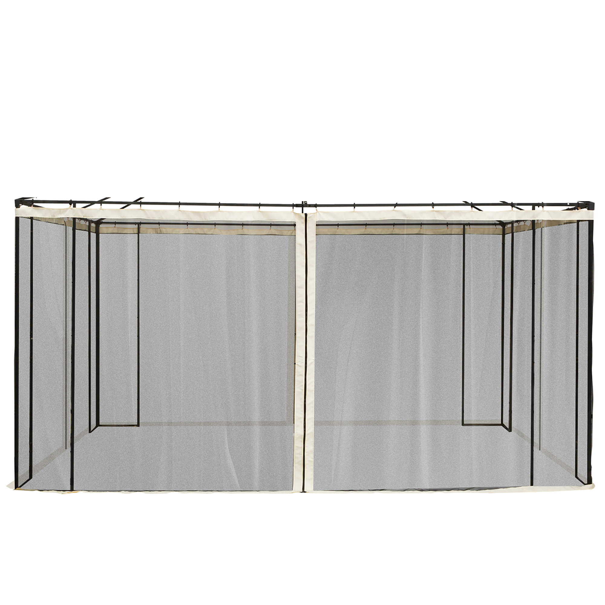 dqNead194959d6237.jpg Zanzariera per Gazebo Tende di Ricambio Universale con Cerniere, 352x207cm - Nero e Beige - immagine 1