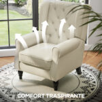 Poltrona da Salotto Imbottita in Velluto con Schienale Trapuntato, 74x86x102cm, Bianco - immagine 6