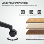 Sedia da Ufficio Ergonomica e Regolabile con Schienale Ricurvo, in Pelle PU e Acciaio, 58x53x97-107 cm, Nero - immagine 8