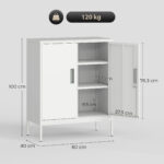 Armadietto da Ufficio in Acciaio a 2 Ripiani Regolabili con Serratura e 2 Chiavi, 80x40x1 cm, Bianco - immagine 3