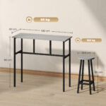 Set da Bar 6 Pezzi con 4 Sgabelli da Bar e 2 Tavoli Alti in Legno Truciolato e Acciaio per Cucina e Soggiorno, Grigio - immagine 3