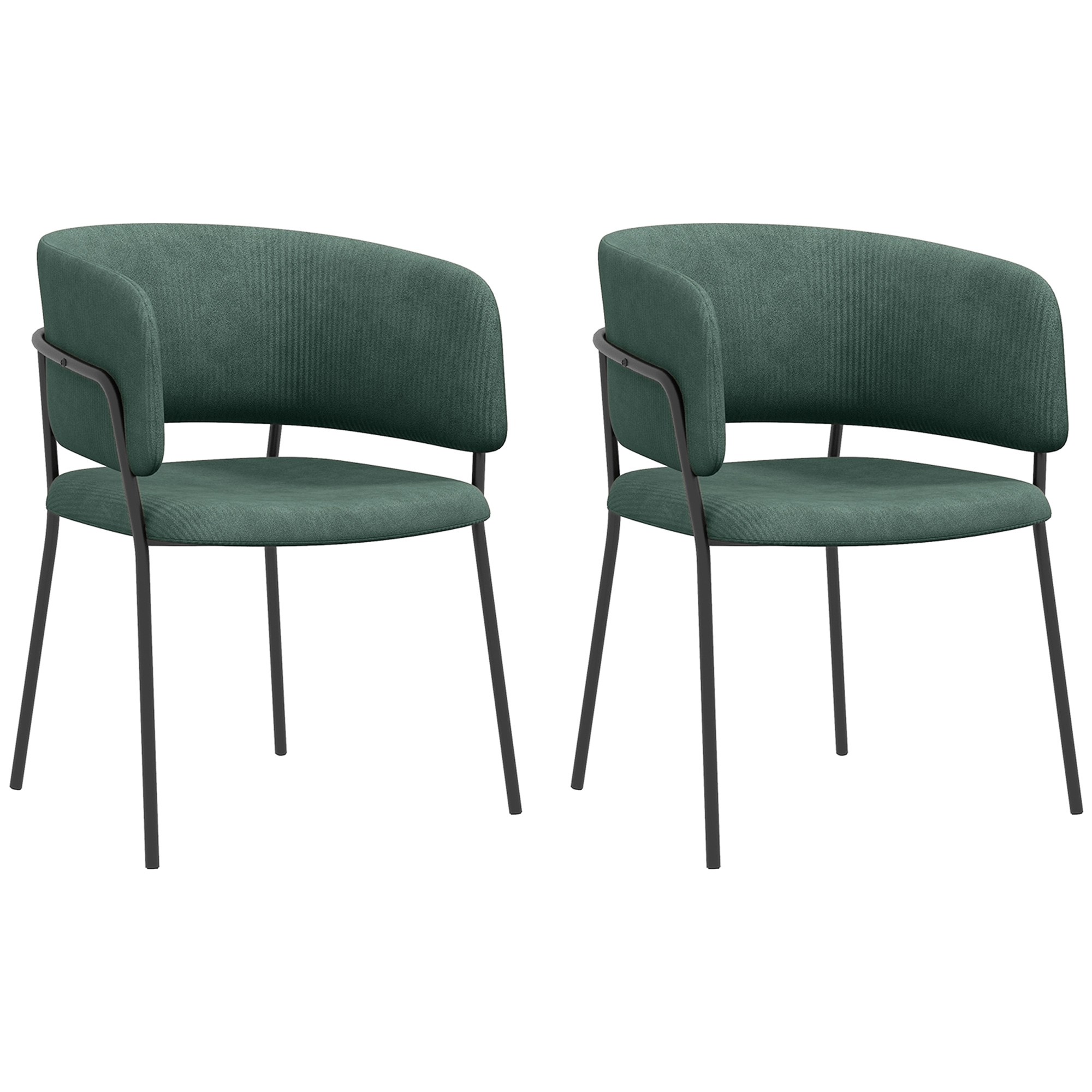 e72ad7196627fe250.jpg Set 2 Sedie per Cucina Imbottite, in Tessuto Effetto Velluto e Acciaio, 57x53x73 cm, Verde - immagine 1