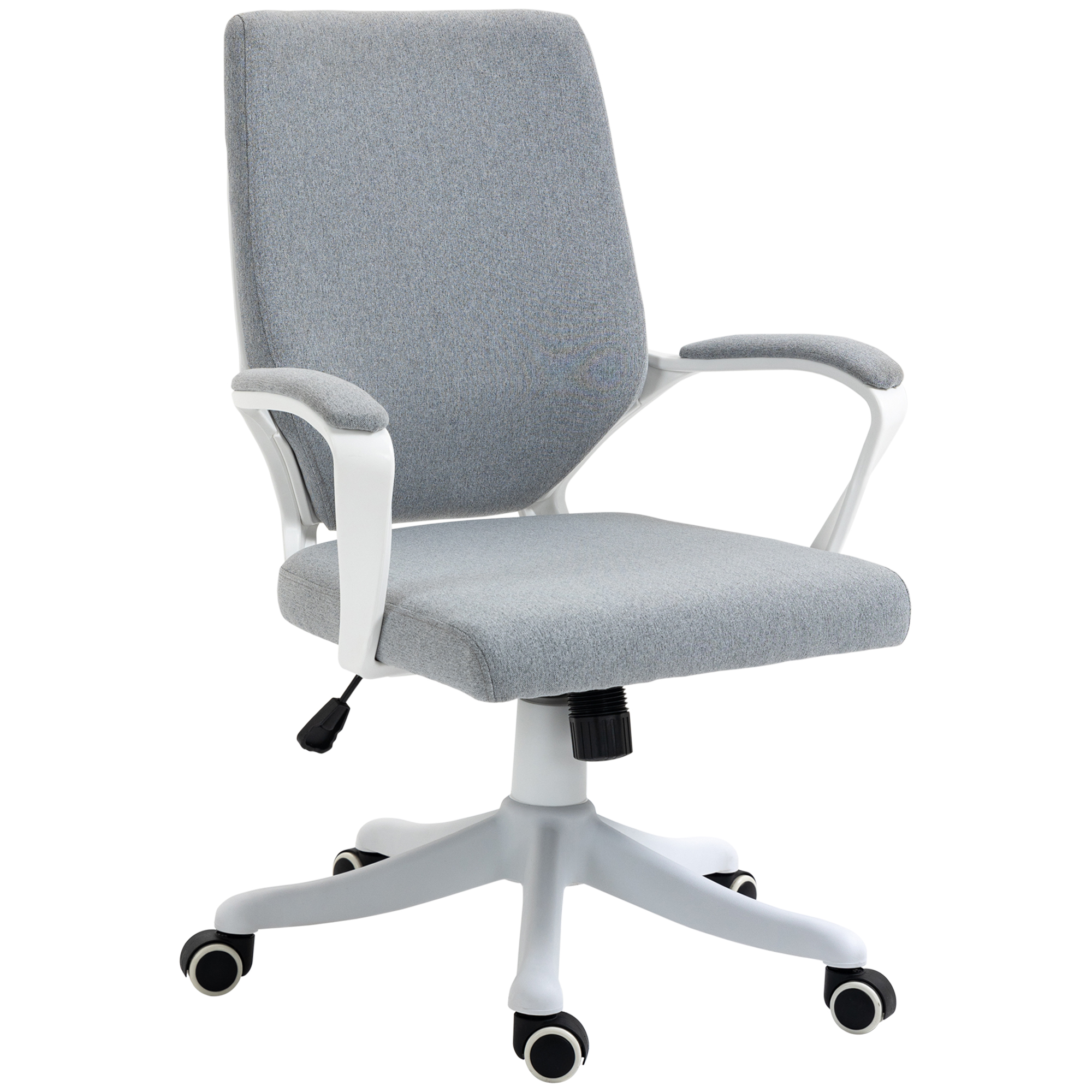 eBZd9b19496c24ba0.jpg Sedia da Ufficio Ergonomica con Altezza Regolabile, Sedia Scrivania Imbottita Girevole 360° e Funzione Dondolo, in Tessuto effetto Lino Traspirante, per Studio, Grigio - immagine 1