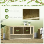 Terrario per Rettili in Legno con Porte in Vetro Scorrevoli e Pannelli in Rete, 40x80x40 cm - immagine 6