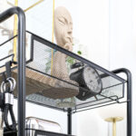 Carrello da Cucina Salvaspazio a 5 Livelli con Cestini a Rete in Acciaio, 45x26,5x106cm, Nero - immagine 7