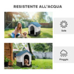 Cuccia per Cani Piccoli da Esterno in Plastica con Finestre e Base Rialzata, 64,5x57x66 cm, Blu - immagine 6