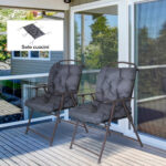 Set 2 Cuscini per Sedie da Esterno in Poliestere e Cotone con Lacci, 50x98x8 cm, Grigio - immagine 2