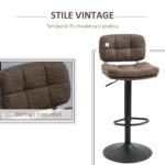 Set 2 Sgabelli Bar Moderni e Girevoli con Schienale e Poggiapiedi, Sgabelli da Cucina con Altezza Regolabile, Rivestimento Pelle PU e Imbottitura, 41,5x45x85-107cm - immagine 5