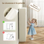 Scarpiera Slim in Legno con 4 Cassetti a Ribalta e 2 Cassetti Scorrevoli, 98x19,2x95,3 cm, Bianco - immagine 8