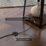 Lampada da Terra in Metallo e MDF a 3 Ripiani con Paralume in Tessuto, Ø42x166 cm, Nero e Beige - immagine 6