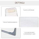 Sdraio da Giardino Pieghevole con Schienale Reclinabile  e Cuscino, in Metallo e Texteline, 182x56x28 cm, Crema - immagine 6