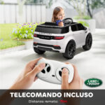 Macchina Elettrica per Bambini a Licenza Land Rover con Fari, Clacson e Cintura,106x65,5x51 cm, Bianco - immagine 7