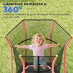 Tappeto Elastico per Bambini con Ingresso a Cerniera e Pali Imbottiti, Ø163,5x190 cm, Rosso - immagine 6