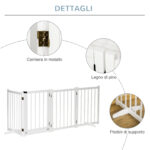 Cancellino Pieghevole per Cani Piccola/Media Taglia con Serratura in Legno 237,5x36x80cm - Bianco - immagine 7
