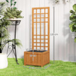 Fioriera con Traliccio per Rampicanti con Foro di Drenaggio e Fodera, in Legno, 40x40x120 cm, Marrone - immagine 3