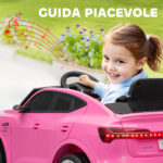 Macchina Elettrica per Bambini 12V con Telecomando, Velocità 3-8km/h, Luci e Musica, Età 3-5 Anni, Rosa - immagine 7