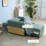 Poltrona Letto Singolo Salvaspazio Reclinabile su 4 Livelli con Seduta Imbottita, 96x84,5x87,5cm, Verde - immagine 7