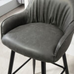 Set 2 Sgabelli da Bar Moderni con Poggiapiedi e Schienale, Finta Pelle PU e Acciaio, Grigio - immagine 8