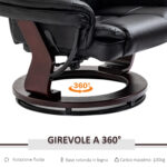Set Poltrona Relax e Pouf Poggiapiedi, Girevole a 360° e Reclinabile, Similpelle PU - immagine 5