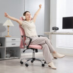 Sedia Ergonomica da Ufficio Girevole, Altezza Regolabile e Schienale a Rete, 63x65x109-119 cm, Rosa - immagine 8