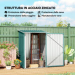 Casetta da Giardino Porta Attrezzi in Acciaio Galvanizzato e Porta, 1x103x160cm, Verde - immagine 4