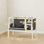 Gabbia per Conigli e Criceti da Interno Rialzata con Vassoio Estraibile e Tetto Apribile, Grigio - immagine 3