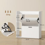 Scarpiera Slim con 2 Cassetti Ribaltabili e 3 Vani Aperti, Capacità 15 Scarpe, 83x24x90,5 cm, Bianco - immagine 3