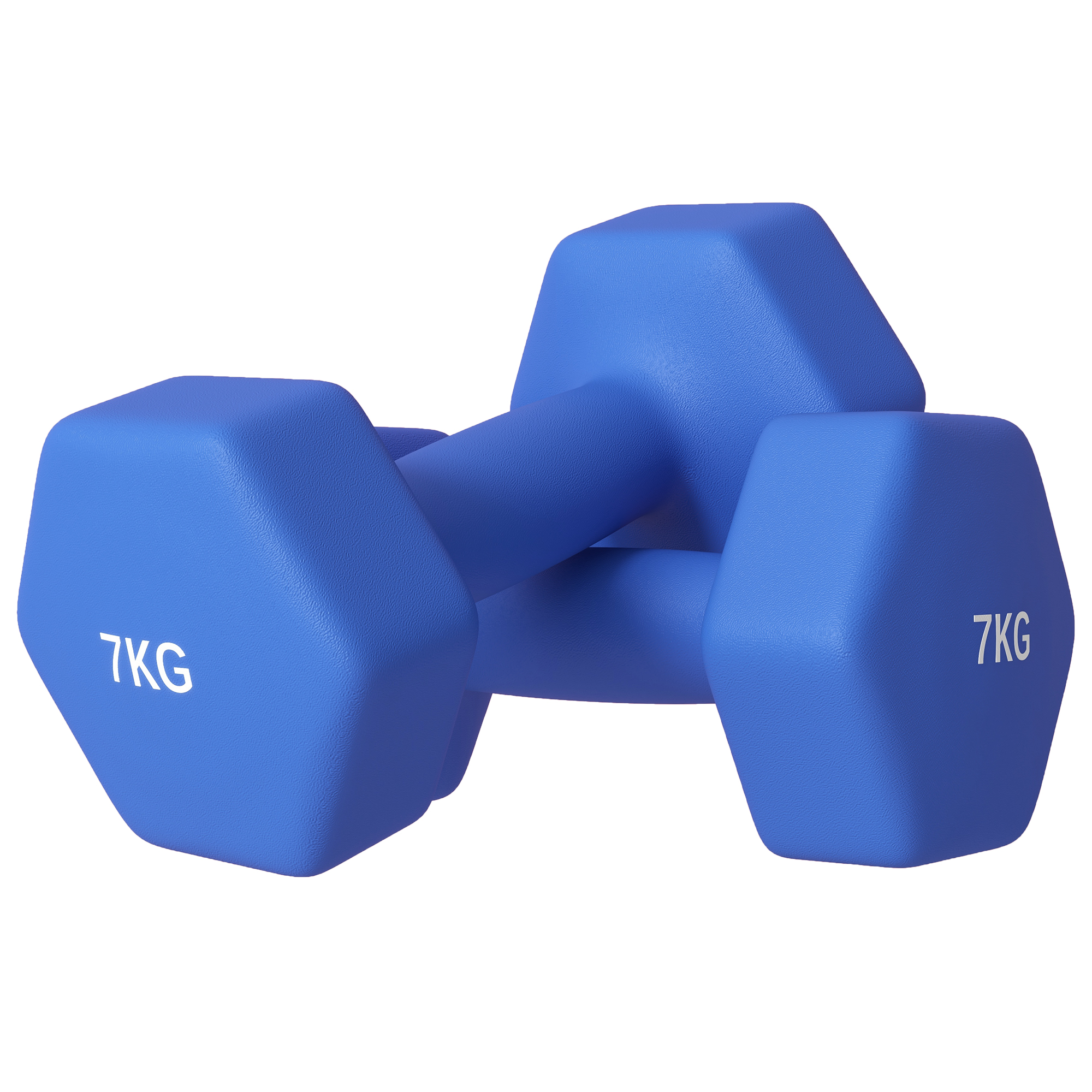 exDf0919493789f7a.jpg Set 2 Manubri Esagonali da 2x7kg in Metallo e Plastica con Impugnatura Antiscivolo, 22,5x10,5x10,5 cm, Blu - immagine 1