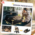 Passeggino per Cani Piccoli Pieghevole con Maniglione Girevole, Ruote con Freni e Cestino, Marrone - immagine 5