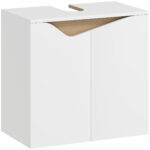 Mobile Sottolavabo con 2 Ante Ammortizzate per Lavabo Senza Piedistallo, 60x35x57,9 cm, Bianco