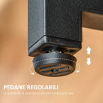 Scrivania Doppia con Scaffali e Mensola per Monitor in Stile Industriale, Scrivania con Libreria Salvaspazio per Ufficio e Studio in Metallo e MDF, 2x53x1cm, Nero Marrone - immagine 7