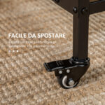 Tavolo Pieghevole con 6 Ruote e Mensola Stile Industriale in Legno e Metallo, Marrone Chiaro - immagine 7