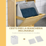 Mobiletto Bagno con Cesto Multiuso per Bucato e Giocattoli, in MDF e Bambù, 40x30x86,5cm - immagine 6