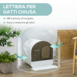 Lettiera per Gatti Chiusa con Filtri, Paletta e Vassoio Removibile, Struttura in PP, 43x44x47 cm, Bianca e Nera - immagine 5