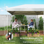 Gazebo 6x3 m Pieghevole da Giardino a 6 Pareti in Acciaio e tessuto Oxford con Funi e Picchetti, Bianco - immagine 5